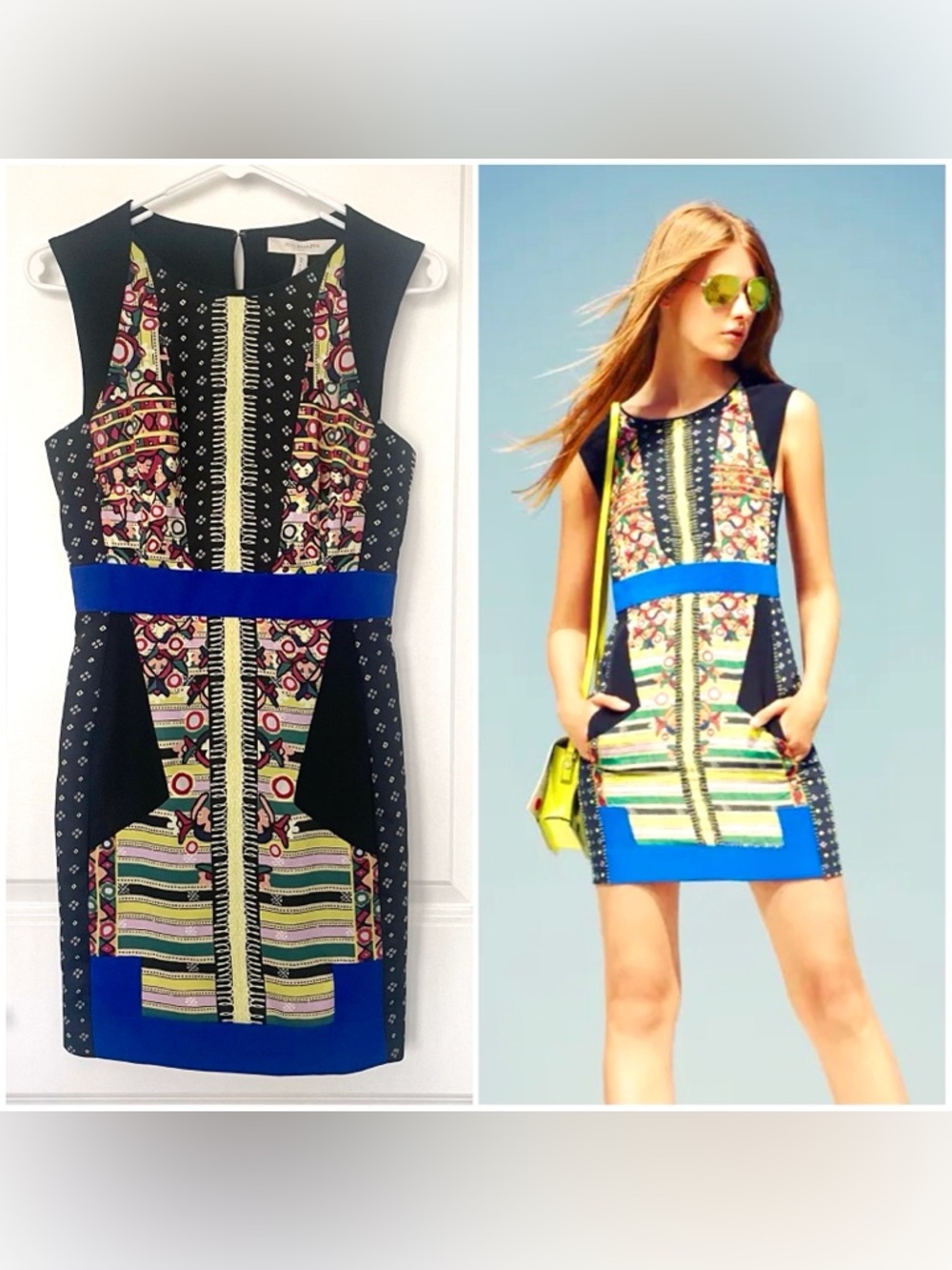 BCBG MaxAzria RUNWAY Resort 2013 Collection Sheath Dress Geometric Folk Print